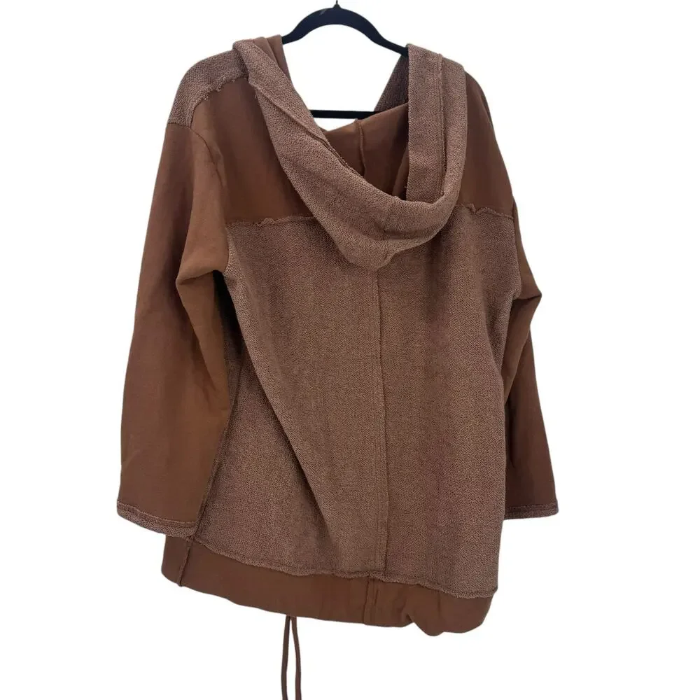 Free People Free-Est - Raven Pullover Hoodie Sweatshirt Otter Brown Size S NWOT